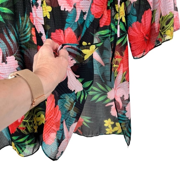 Soft Surroundings Floral Sheer Swimsuit Cover Up – Tropical Print – Size M - Picture 6 of 10